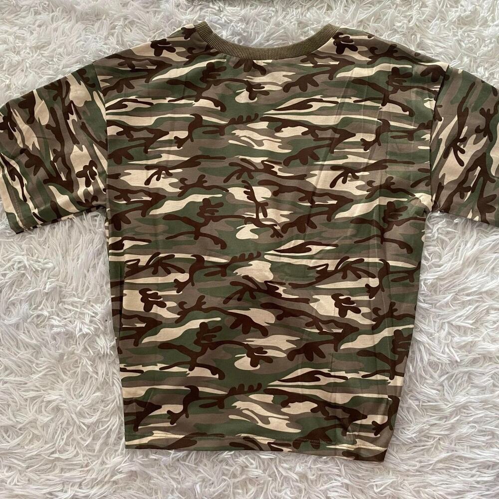Dance & Marvel Green Camouflage Front Twist Crop Top Shirt for Women SMALL - Picture 7 of 8